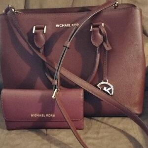 Michael Kors Burgundy Crossbody and Wallet
